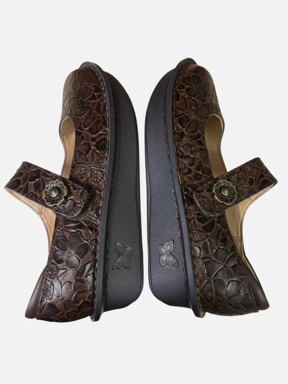 Alegria Floral Embossed Brown Mary Jane Clog Sz
38/US 8 - Picture 8 of 11